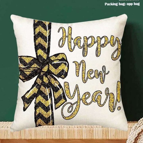 4 Piece Set New Year Holiday Pillow Covers Black & Gold 45 x 45 cm Party Theme - Picture 3 of 8
